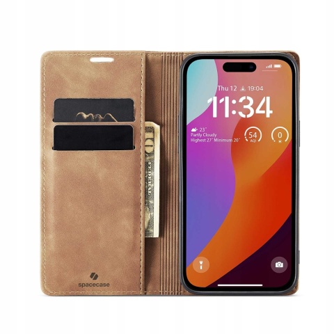 Spacecase Wallet iPhone 15 Pro max light brown